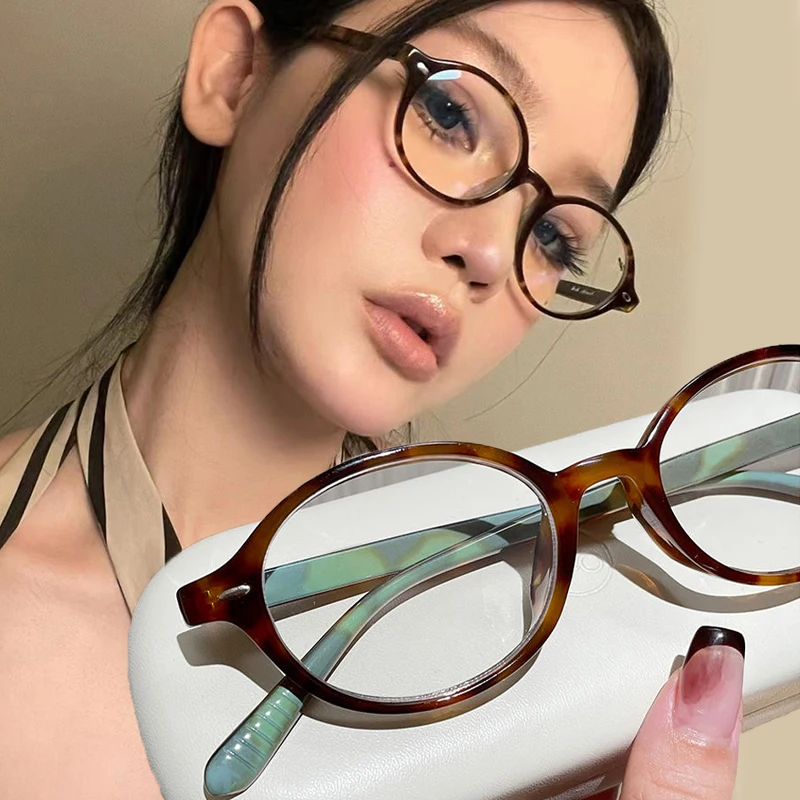 Top Trends: Vintage Oval Frame Glasses Women Retro Y2K Eyewear Brand Shades Computer Reading Eyeglasses Anti-blue Light Glasses Decoration Shoppable Styles