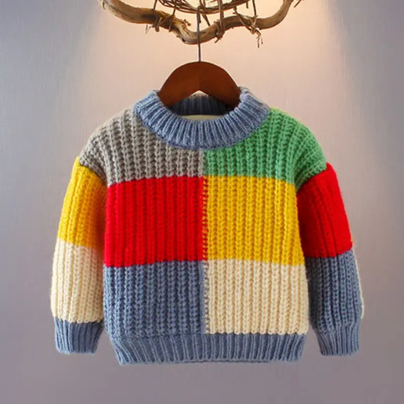 Top Trends: Autumn Winter 2023 New Baby Boys Sweater Girl Children Knitted Clothes Kids Pullover Jumper Toddler Sweater Plaid Color Matching Shoppable Styles