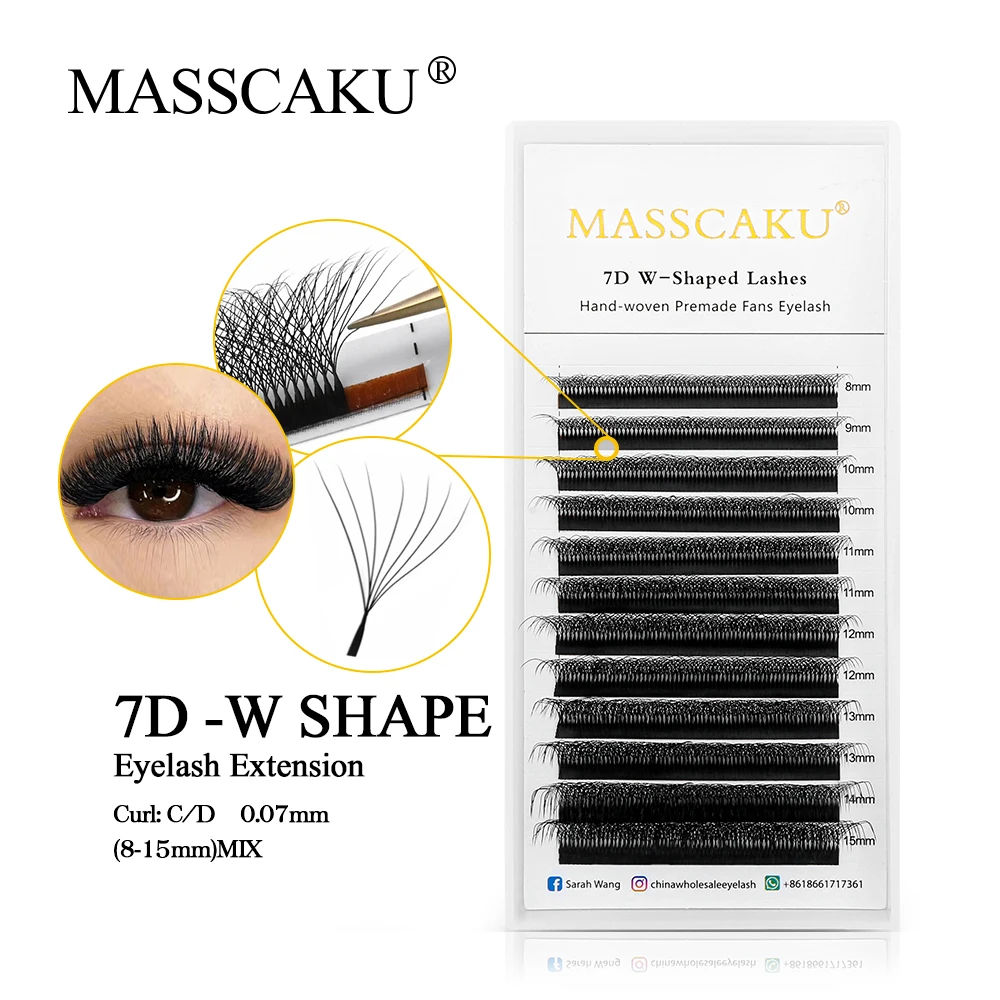 Top Trends: MASSCAKU 6D 7D 8D W Shaped Eyelash Lashes Easy Fan Eyelash Extensions Wholesales Premade Volume 12 Rows W Style Natural Soft Shoppable Styles