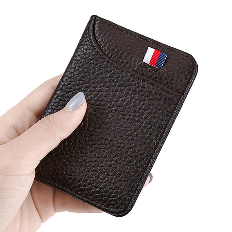 Top Trends: Ultra-thin Leather Card Bag Men Business Card Holder Mini Wallet Small Pocket Purse Bank Credit Card Storage Holder Case Shoppable Styles