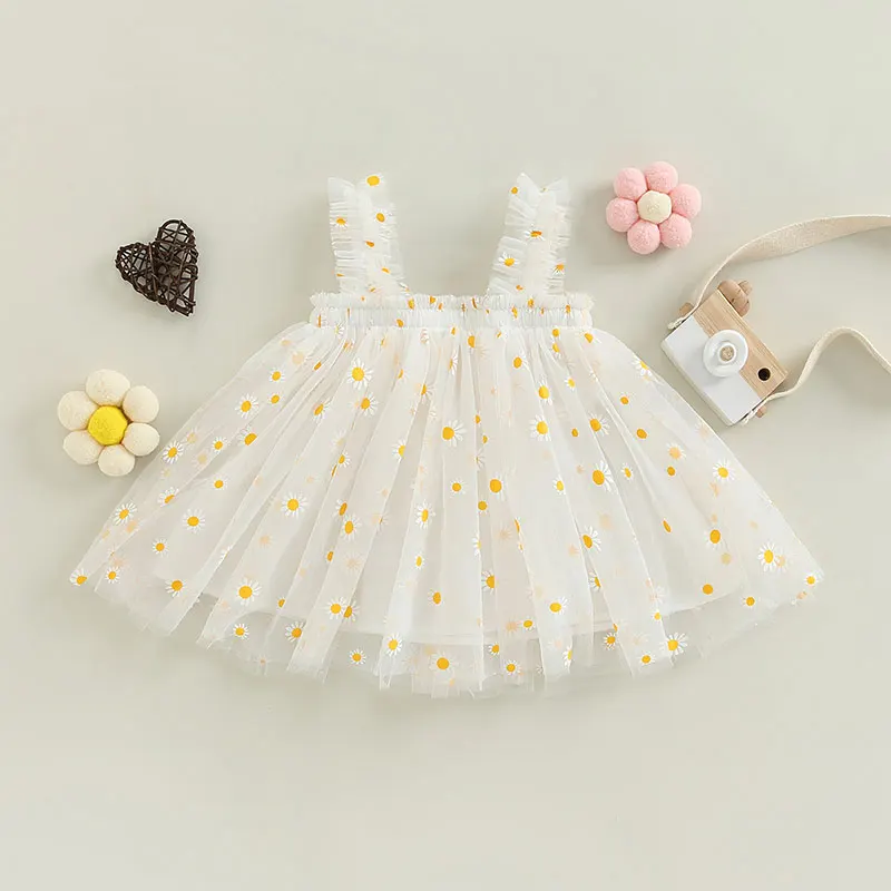 Top Trends: Summer Baby Girls Tulle Dress Daisy Floral Kid Birthday Party Dress Sleeveless Sling Toddler Girl Casual Clothing Princess Dress Shoppable Styles