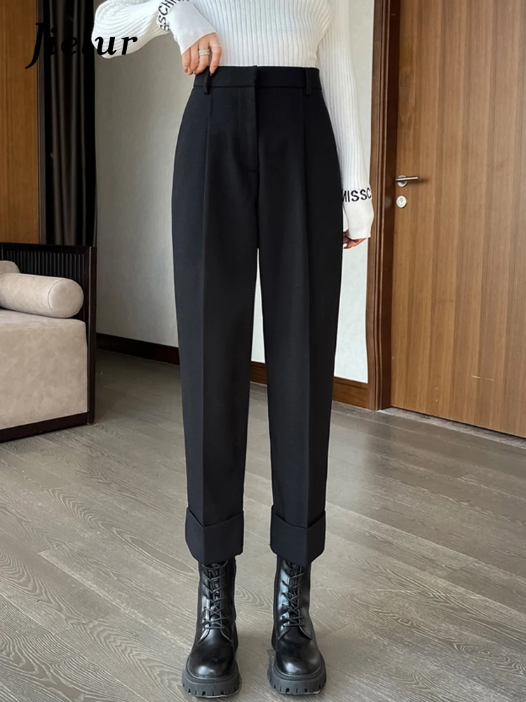 Top Trends: Jielur Winter New Casual Female Harem Pants Basic Office Ladies Loose Thick Solid Color Fashion Female Streetwear Black Coffee Shoppable Styles