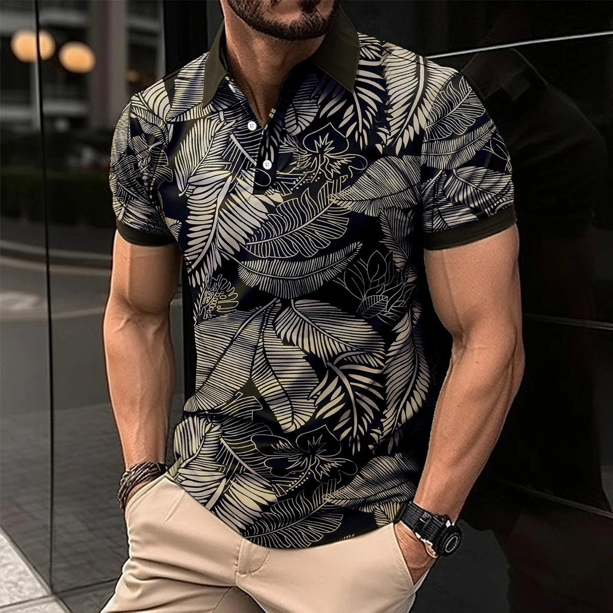 Top Trends: 2023 Summer Men Casual Short-Sleeved Polo Shirt Fashion Feather Printing T-Shirt Men&#039;s Breathable Shirt Office Men Clothing Shoppable Styles