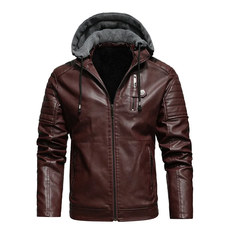 Top Trends: Winter Men&#039;s PU Leather Jacket High-quality Plush Thick Men Motorcycle Street Fashion Mens Hooded Coats Shoppable Styles