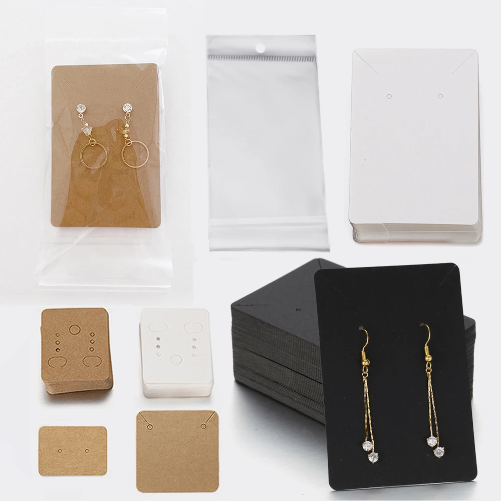 Top Trends: 50Sets Earring Cards And 50pcs Bags Necklace Earring Display Cards Self-Seal Bags Kraft Paper Card For DIY Jewelry Packaging Shoppable Styles