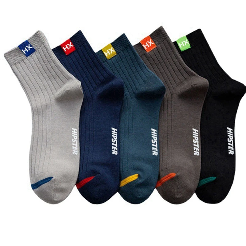 Top Trends: 1 Pair Men Cotton Long Socks Sweat Absorbent Business Casual Middle Tube Sports Crew Socks Autumn Winter Shoppable Styles