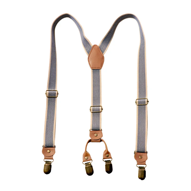 Top Trends: 4 Metal Clip Men's Suspenders Fashion Unisex Y Shape Suspenders British Retro Stretch Adjustable Belt Strap Non-slip Dad Gift Shoppable Styles - Image 5