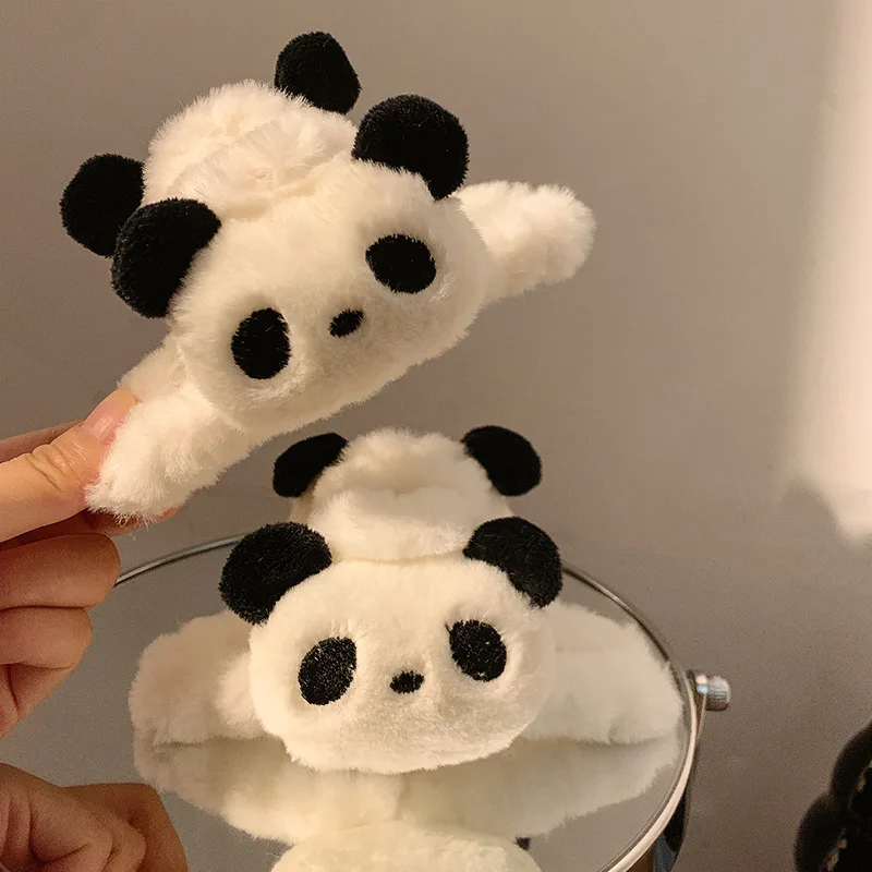 Top Trends: Cute Plush Panda Hair Clip For Women Fashion Cartoon Large Hairgrips Korean Hair Claw Clips Girls Hairpins Hair Accessories Shoppable Styles