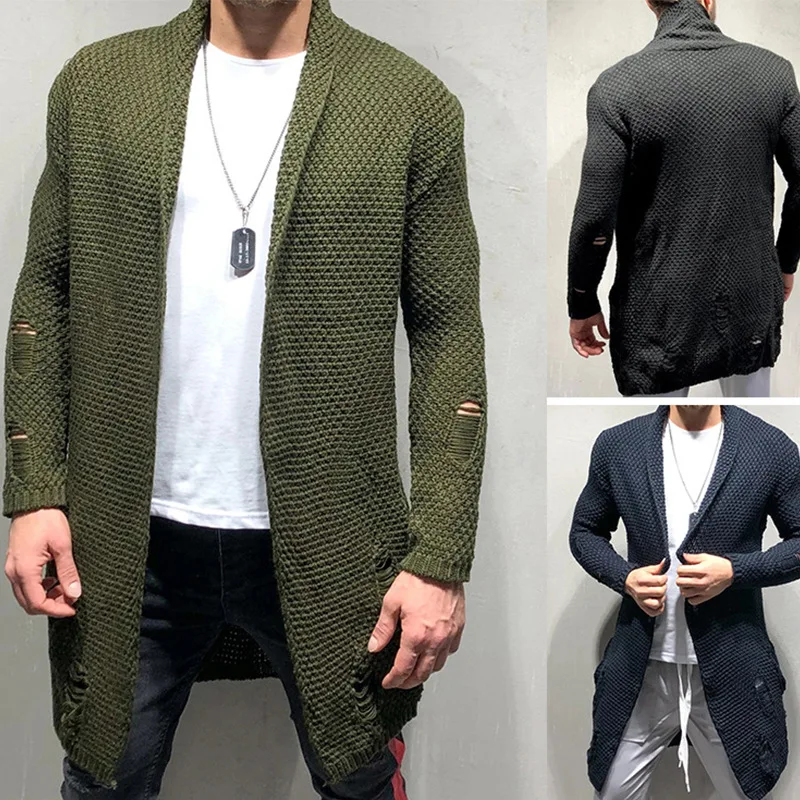 Top Trends: New Men's Knitted Coat Long Cardigan Sweater Fashion Casual Large Men's Jacket Trench Coat Spring 2022 Shoppable Styles