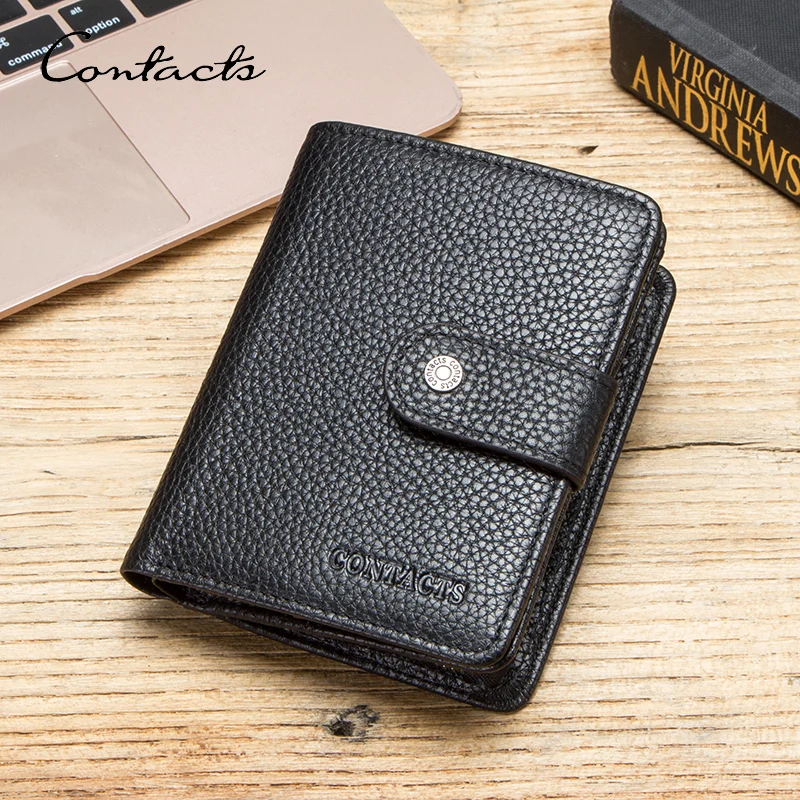 Top Trends: CONTACT'S Genuine Leather Men Wallets Retro Trifold Card Holders Zipper Coin Purses Women's Wallets Money Clip Female Handbags Shoppable Styles