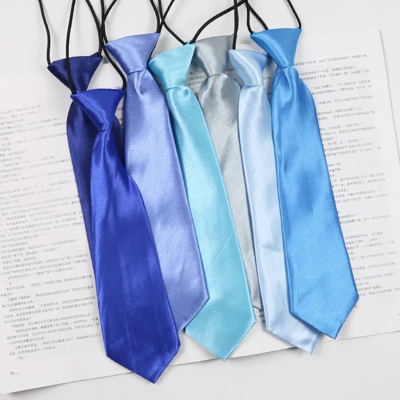 Top Trends: 27*7CM Harajuku Style Yellow Wine Blue Solid Polyester Leather Lazy Tie For Chlidren Shirt Uniform Casual Daily Gift Necktie Shoppable Styles