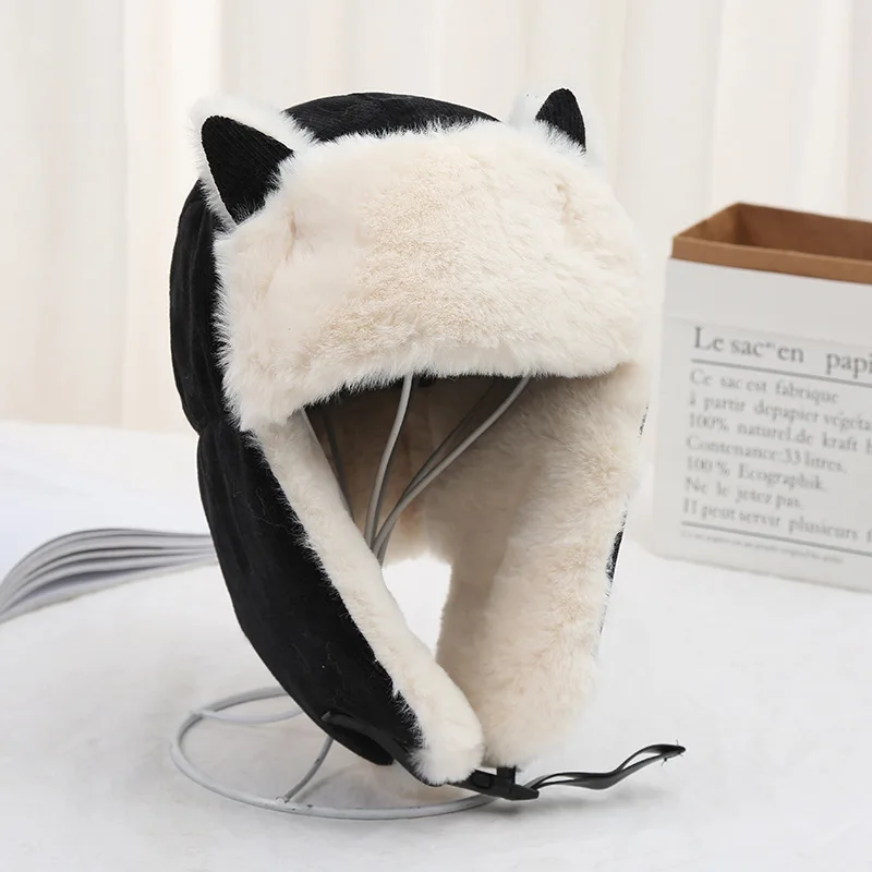 Top Trends: Fashion Winter Men's And Women's Cat Ears Lei Feng Hat Plush Thickened Warm Cap Wind Proof Outdoor Riding Ear Protection Hat Shoppable Styles