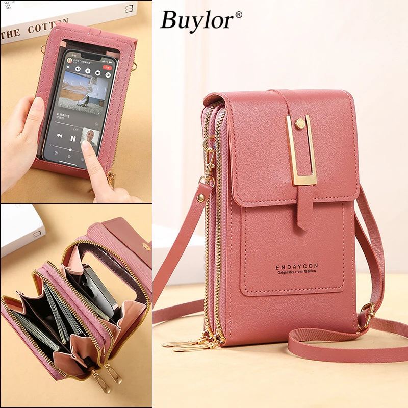 Top Trends: Buylor Soft Leather Women's Bag Touch Screen Mobile Bags Wallets Fashion Women Bags Crossbody Shoulder Strap Handbag Coin Purse Shoppable Styles