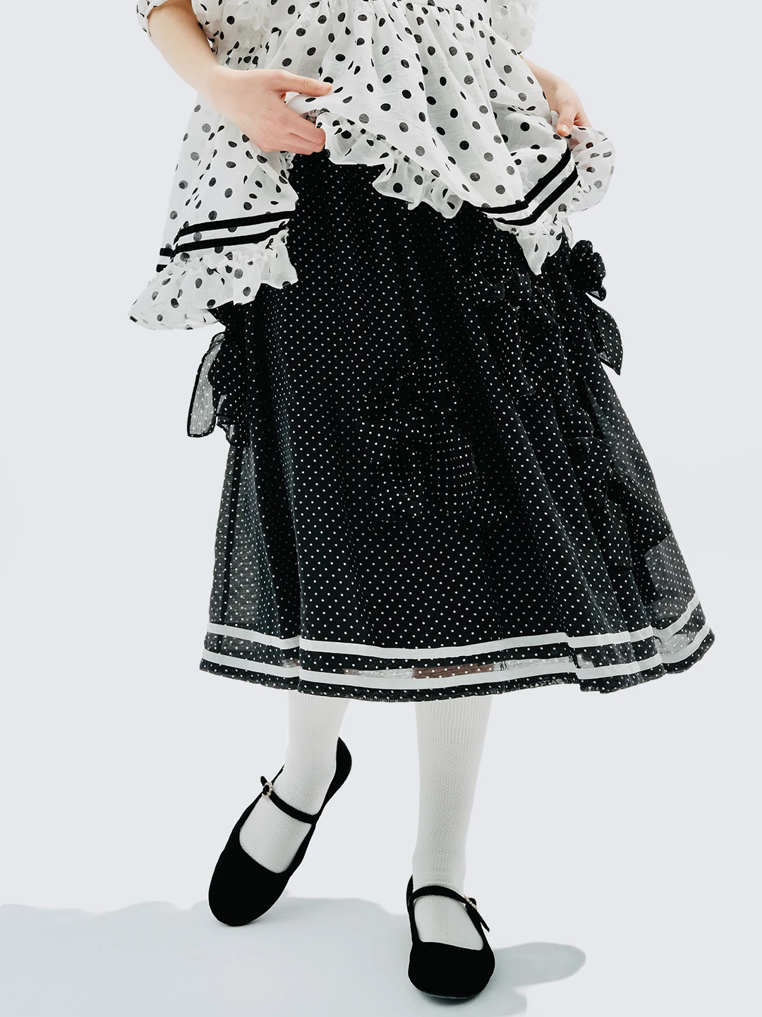 Top Trends: Imakokoni 2023 Summer New Polka Dot Black Bow Striped Skirt For Women Thin 234198 Shoppable Styles