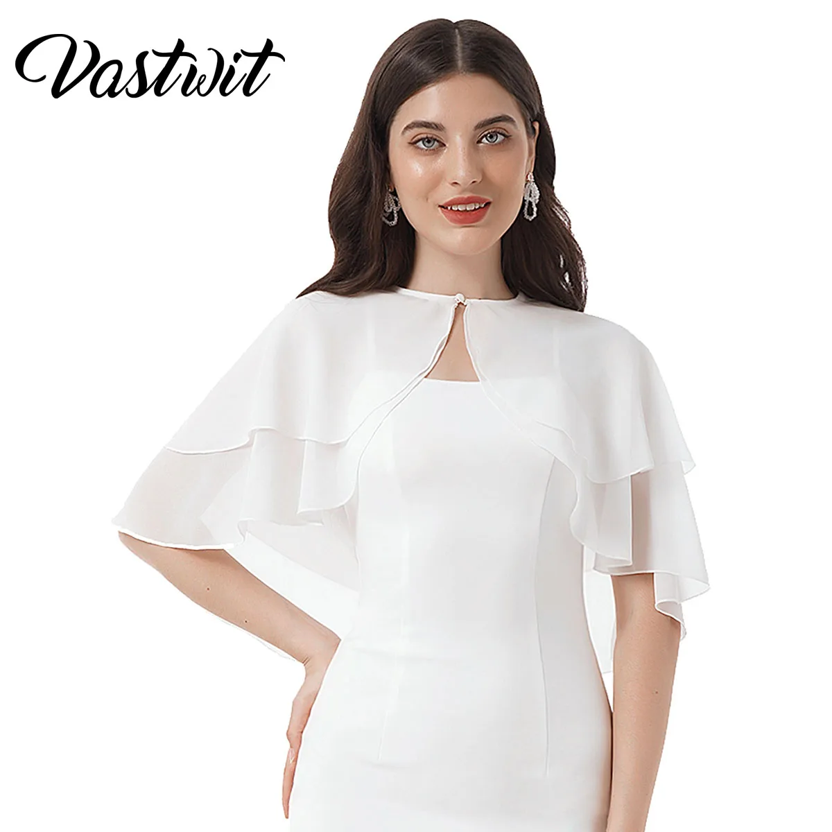 Top Trends: Womens Chiffon Bolero Shrug Jacket Elegant Ruffle 2 Layer Cape Sleeve Cardigan Wrap Bridal Wedding Party Dress Cover Ups Shoppable Styles