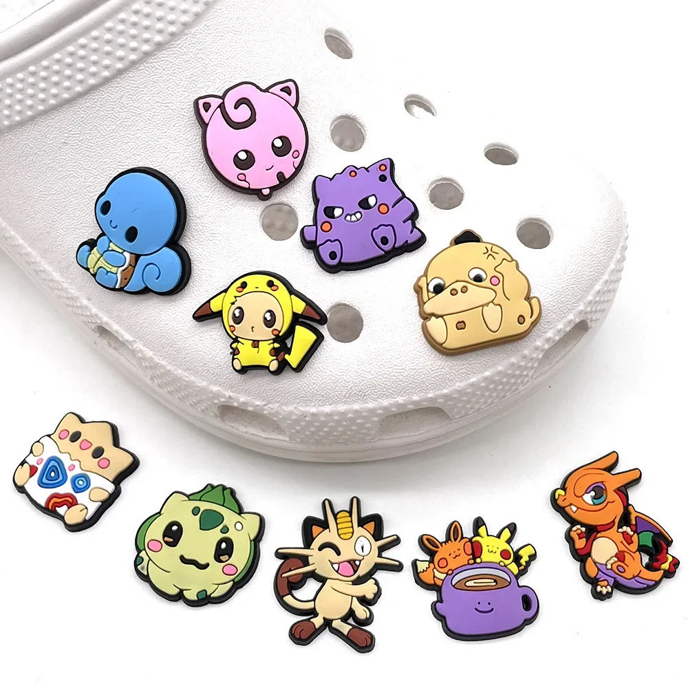 Top Trends: 1PCS Pokemon PVC Cute Cartoon Shoe Charms DIY Funny Shoe Accessories Fit Crocx Clogs Jibz Decorations Buckle Unisex Gifts Shoppable Styles