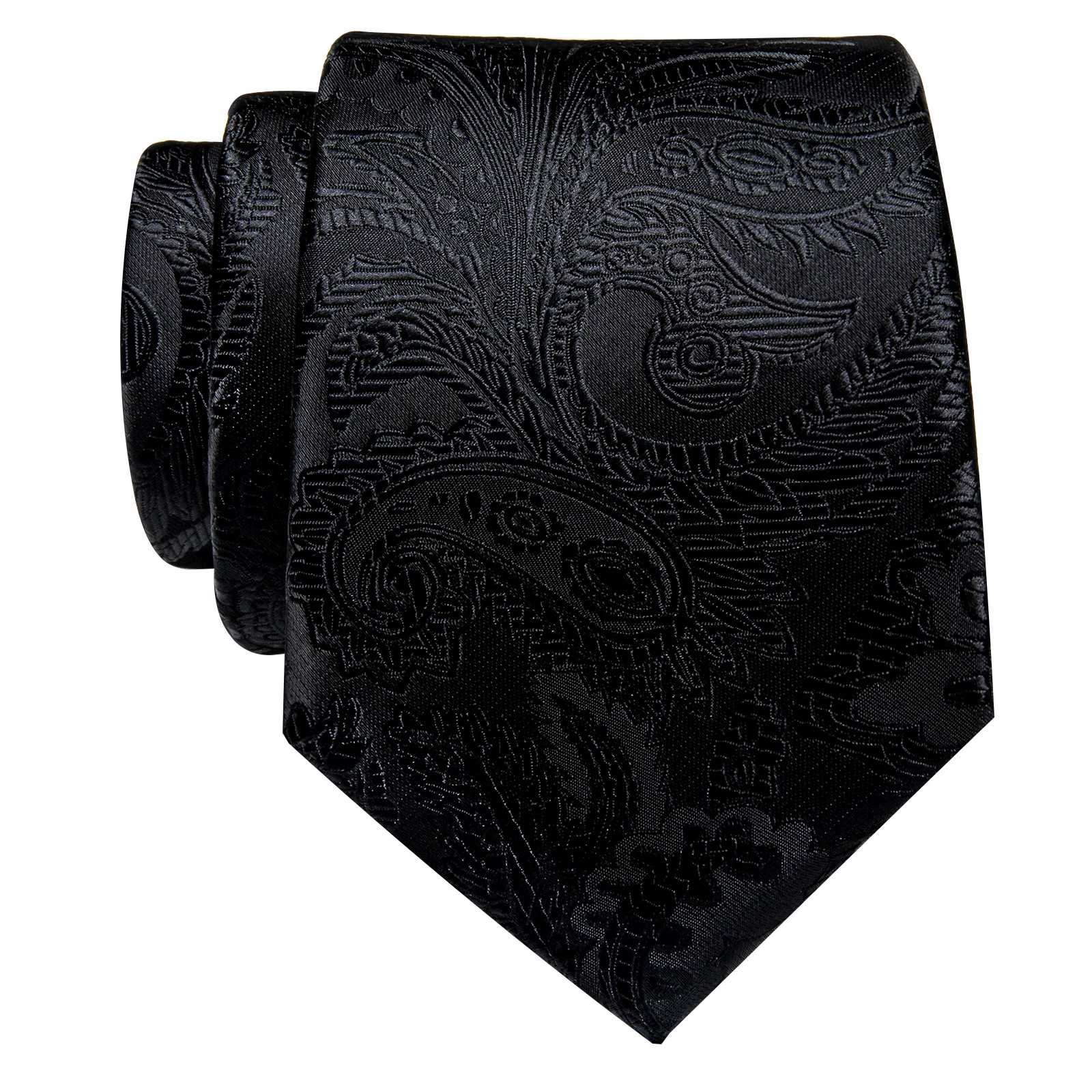 Top Trends: Luxury Black Paisley Silk Men's Tie High Quality Solid Classic Necktie With Clip For Man Accessories Corbatas Para Hombre Gifts Shoppable Styles - Image 2