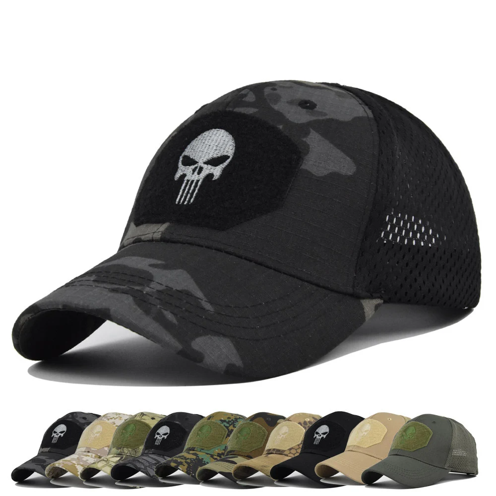 Top Trends: Tactical Military Baseball Caps Multicolor Camouflage Breathable Sun Visor Mesh Outdoor Hunting Hiking Skeleton Snapback Hat Shoppable Styles