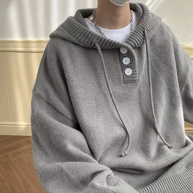 Top Trends: Hooded Sweater Men Autumn And Winter Japanese Vintage Lazy Style Coat Loose Oversize Wearing Hat Knit Sweater Heavy Duty Top Shoppable Styles