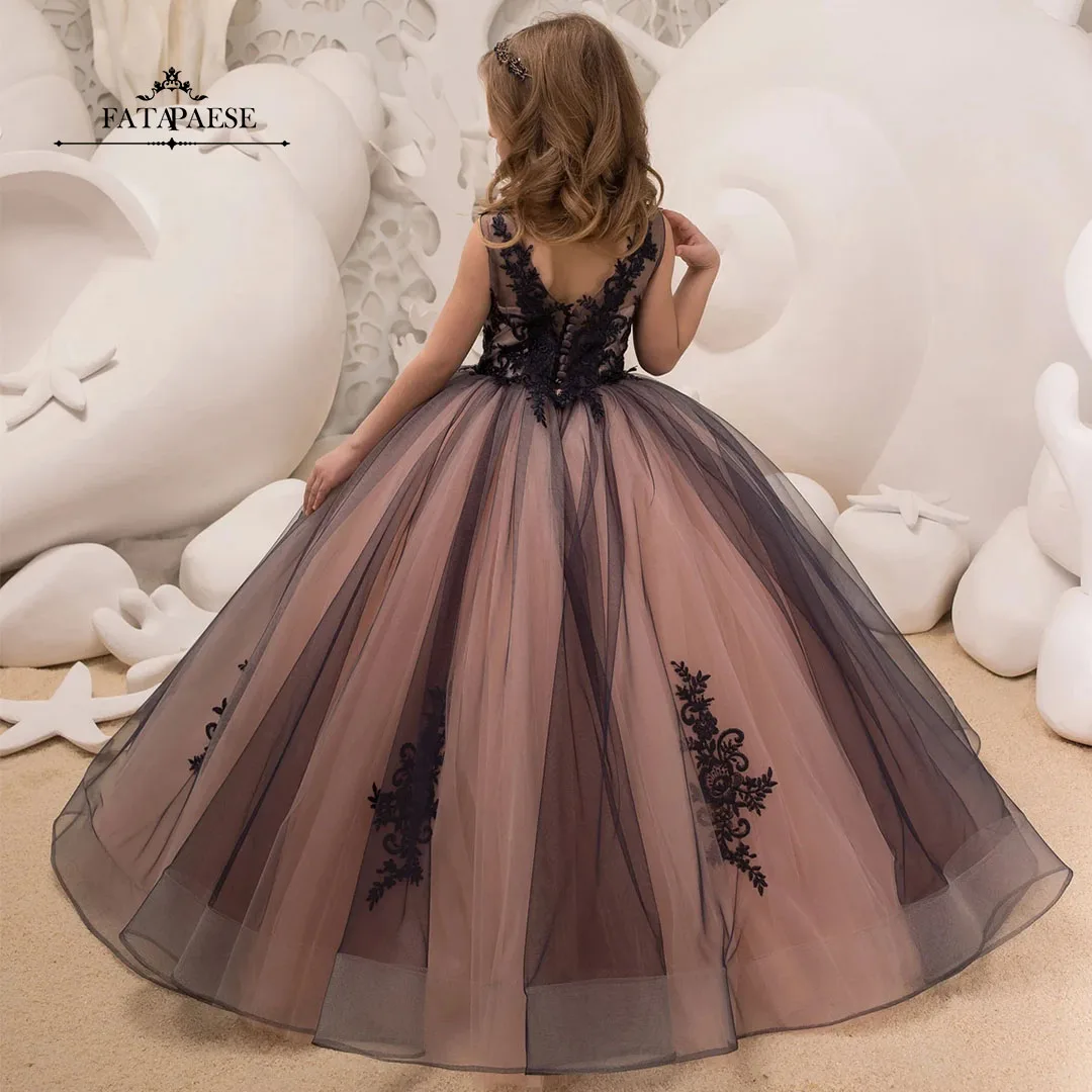 Top Trends: FATAPAESE Black Lace Tulle Formal Flower Girl Dress For Kids Special Occasion Bridesmaid Party Wedding Pageant Birthday Christma Shoppable Styles