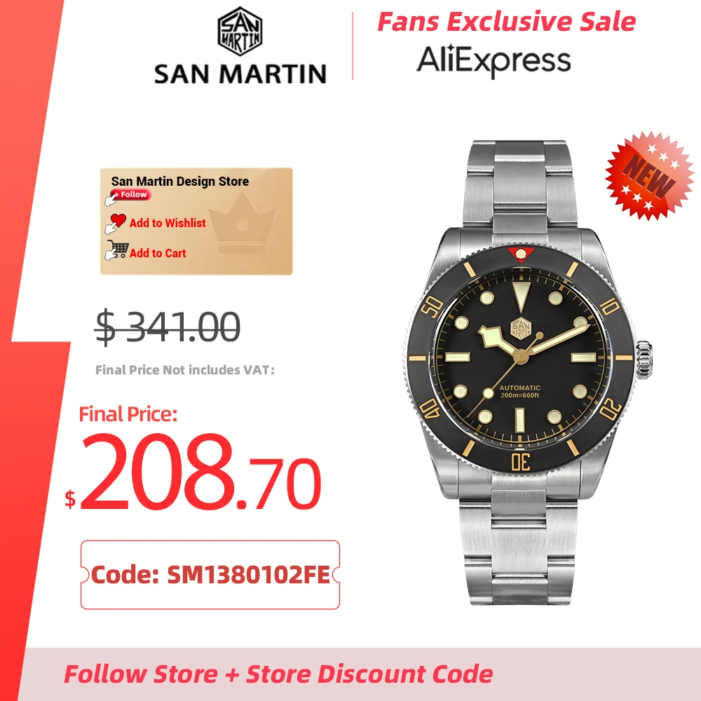 Top Trends: San Martin Watch BB54 Retro Men 37mm Diving Watch NH35 Mechanical Stainless Steel Watches Waterproof 20Bar SN0138 Sapphire Glass Shoppable Styles