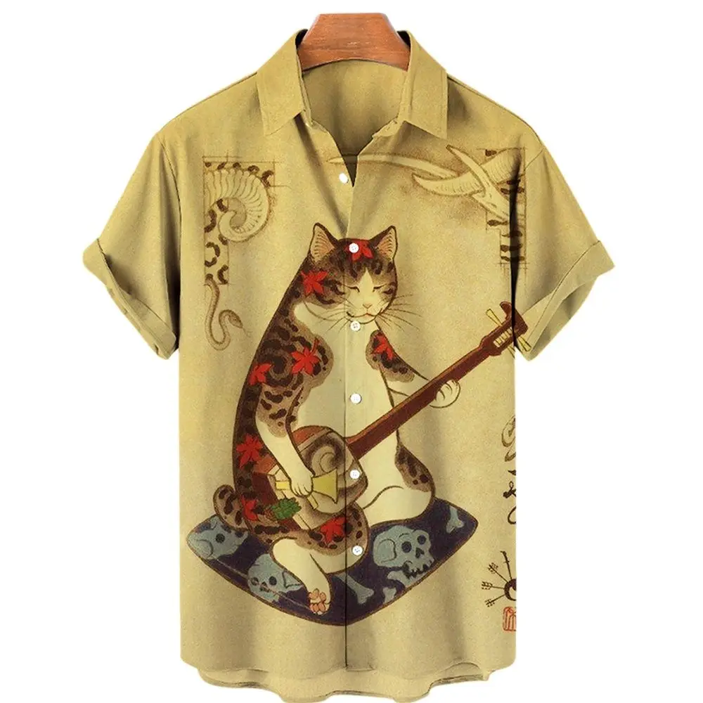 Top Trends: Unisex Hawaiian Shirt 2023 Japanese Style Bushido Shirt T-shirt Top Men Shirts Pet Clothes Cat Animal 3d Printing Shirts Summer Shoppable Styles