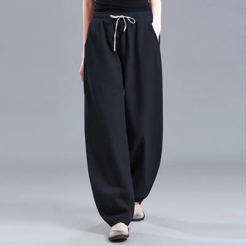 Top Trends: 2023 New Spring And Autumn Fashion Retro Art High Waist Lace Up Casual Loose Solid Color Versatile Women&#039;s Radish Pants Shoppable Styles