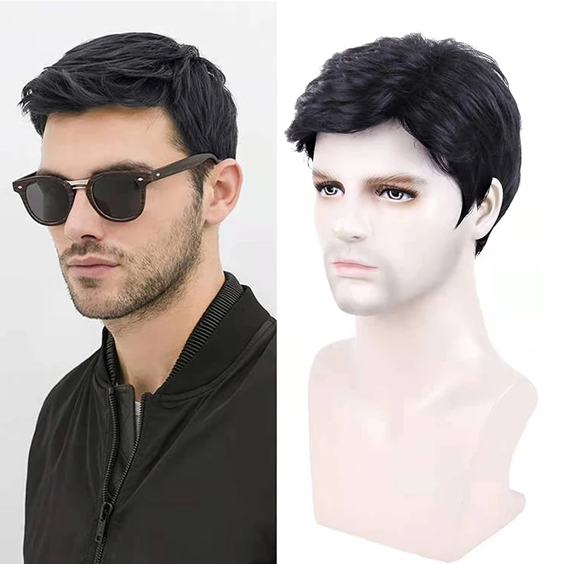 Top Trends: Synthetic Men Short Straight Wig Black For Male Hair Fleeciness Realistic Natural Headgear Hair Heat Resistant For Daily Party Shoppable Styles