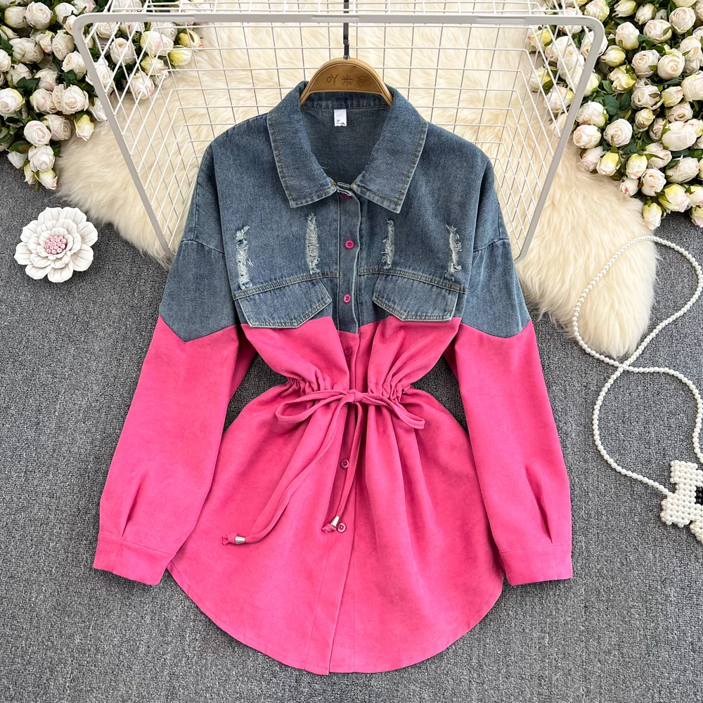 Top Trends: New Fashion Casual Women Spring Shirts Tops Vintage Patchwork Elegant Party Birthday Denim Blouses Female Streetwear Clothings Shoppable Styles