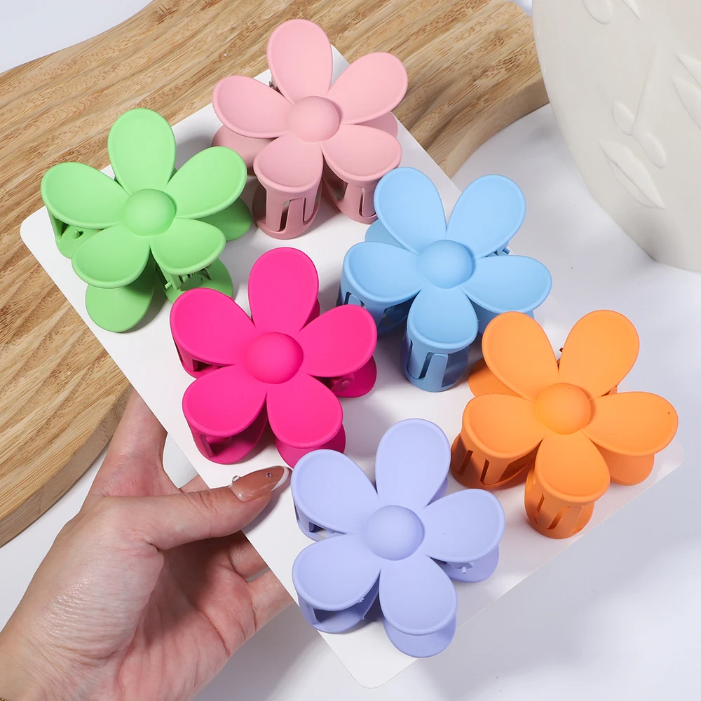 Top Trends: Korea Trend Candy Color Flower Hair Clips Plastic Non-Slip Strong Hold Grip Hair Jaw Clip For Girls Women Cute Hair Accessories Shoppable Styles