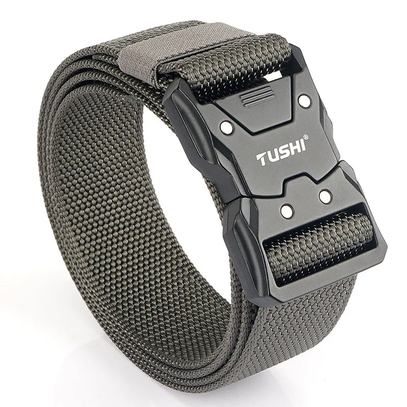 Top Trends: TUSHI New Unisex Elastic Belt Hard Alloy Quick Release Buckle Tough Stretch Nylon Men's Military Tactical Belt Work Accessories Shoppable Styles - Image 4