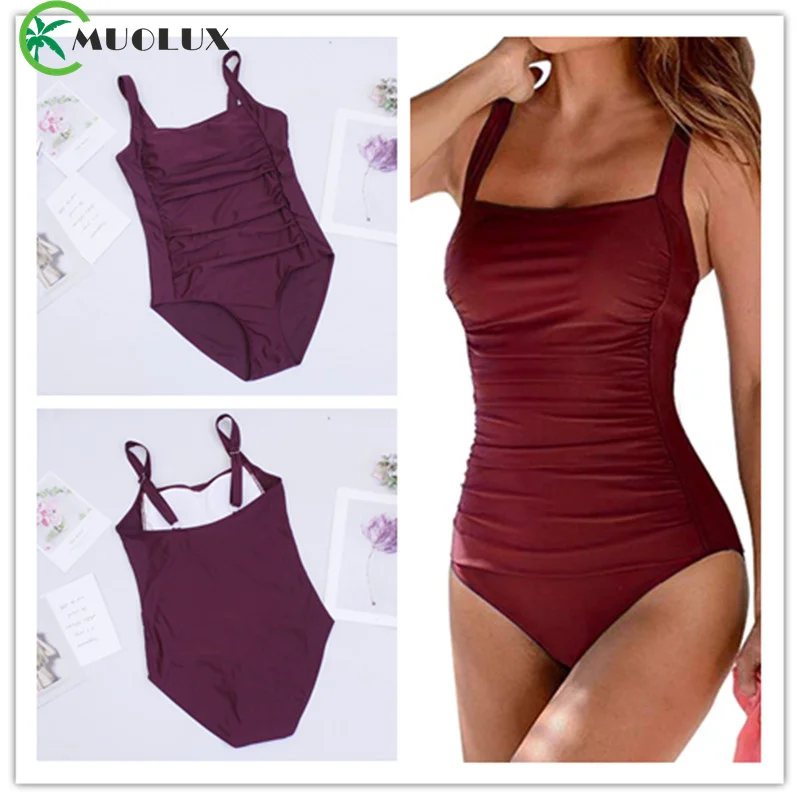 Top Trends: 2023 One Piece Women Swimsuits Tummy Control Swimwear Plus Size Bathing Suit Ruched Monokini Vintage Solid Summer Beachwear 2XL Shoppable Styles