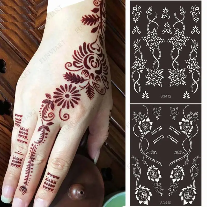 Top Trends: Reusable Temporary Henna Tattoo Stencil For Hand Arm Sleeve Mehndi Stencils Designs Painting Template DIY Tattoo Supplies Shoppable Styles