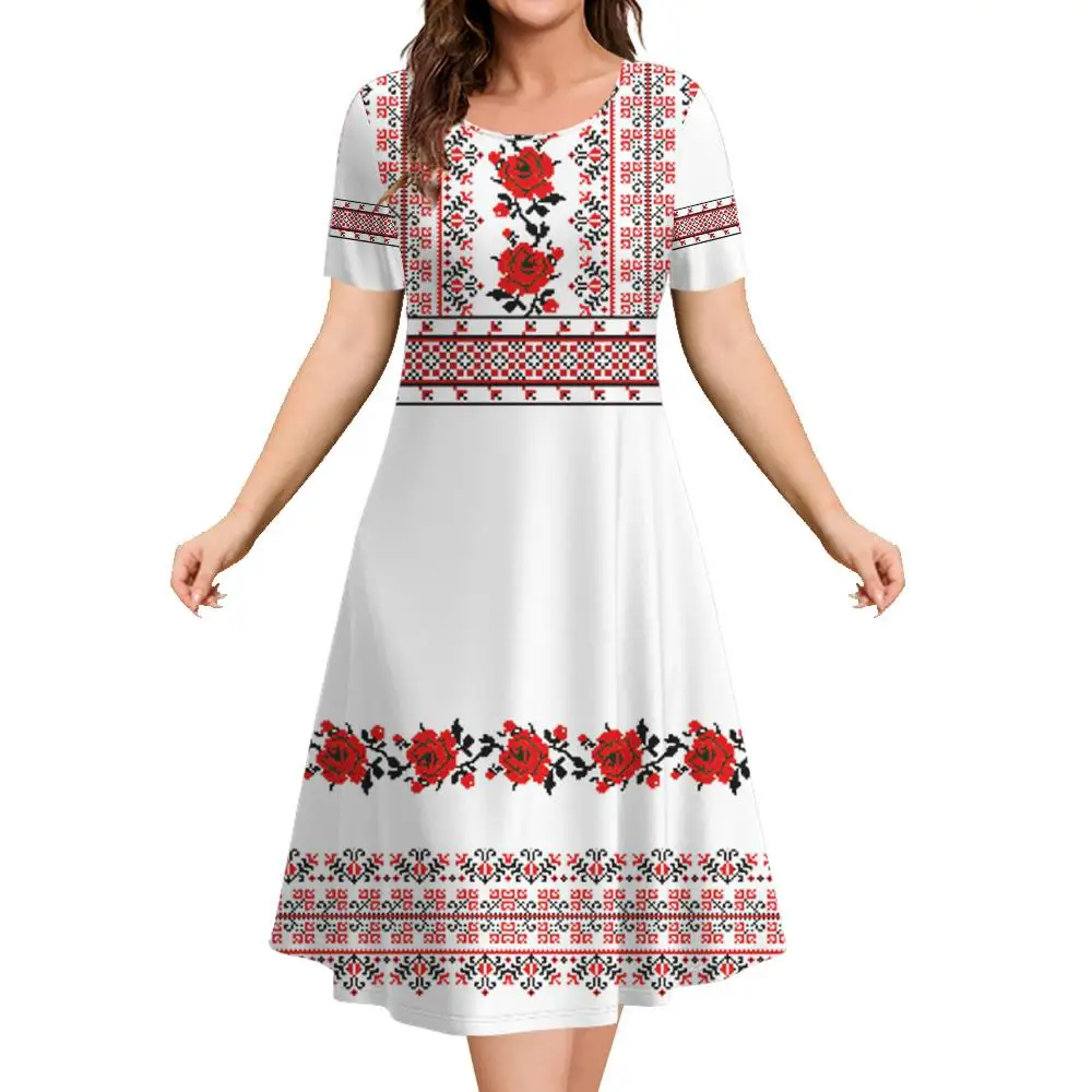 Top Trends: Women‘S Dresses Russian Ethnic Style 3d Print A-Line Skirt Casual Fashion Flowers Clothing Summer Lady Oversized Vacation Dress Shoppable Styles