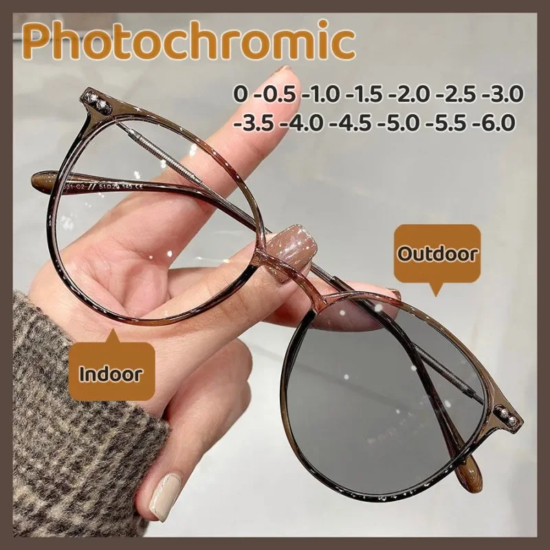 Top Trends: New Style Photochromic Myopia Glasses Men Women Near Sight Prescription Eyeglasses Lenses With Diopters Outdoor Sunglasses Shoppable Styles