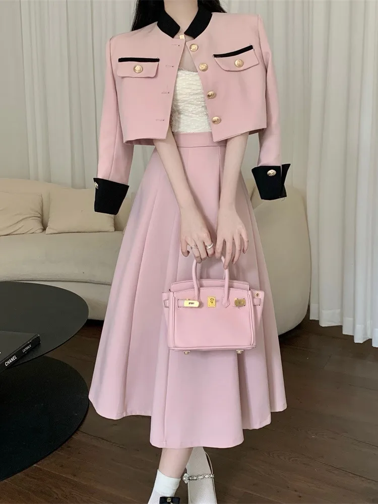 Top Trends: New High Quality Small Fragrance Two Piece Set Women Short Jacket Coat + Long Skirt Suits Korean Elegant Fashion OL 2 Piece Sets Shoppable Styles