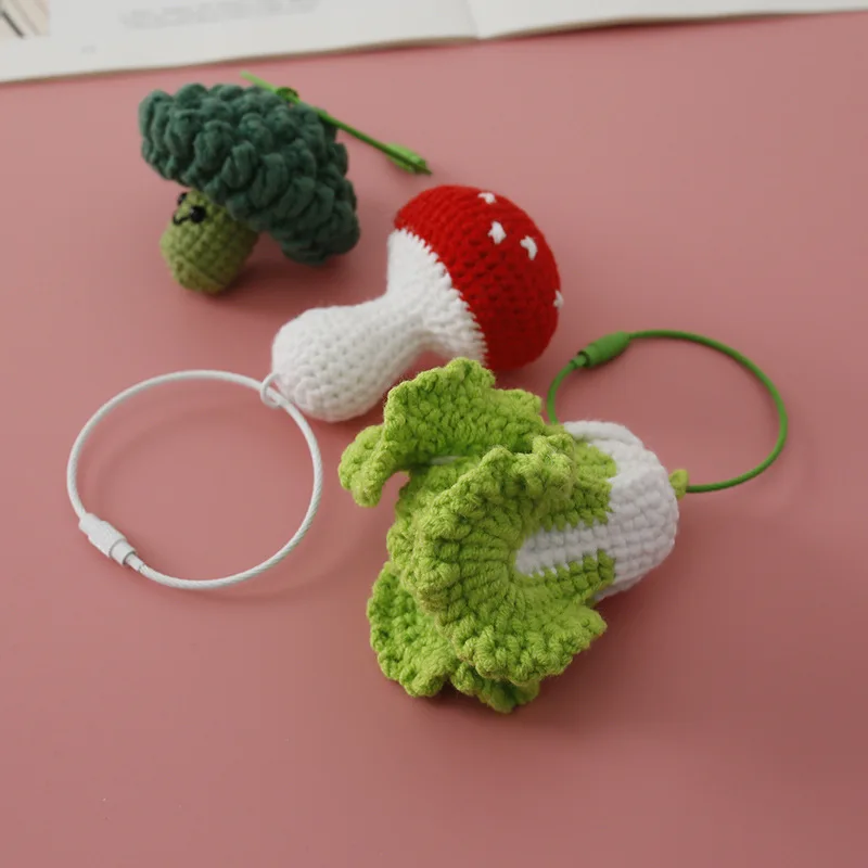 Top Trends: Fashion Knitting Vegetable Keychain Cute Mushroom Keyrings For Car Keys Creative Knitted Broccoli Keychain For Bag Accessories Shoppable Styles