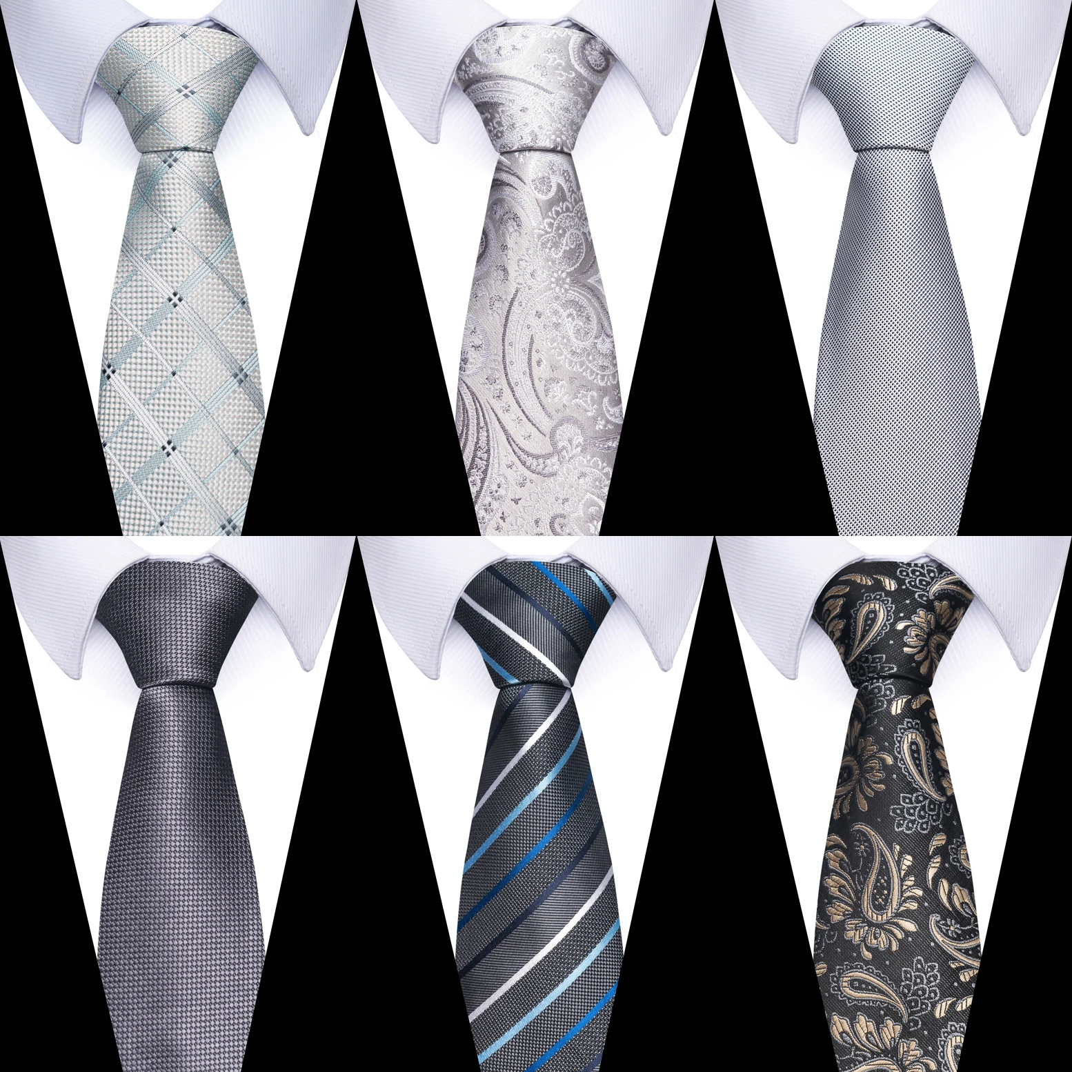 Top Trends: 100% Silk Brand Sliver Tie Men High Grade 8 Cm Silk Nice Gravatas Paisley Gray Necktie Clothing Accessories Male Lover&#039;s Day Shoppable Styles