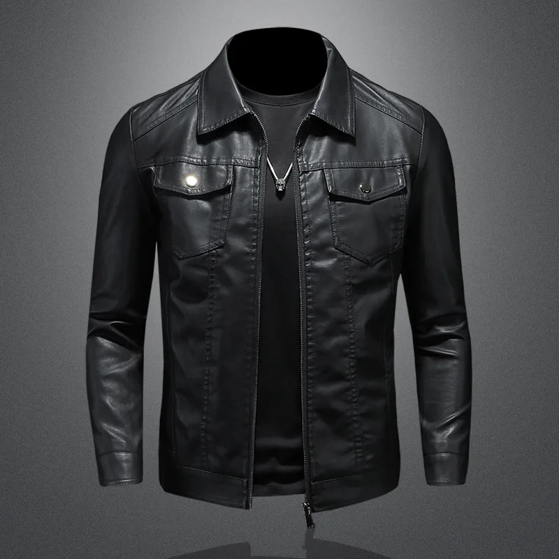 Top Trends: Leather Jacket 2022 New Spring And Winter Korean Version Slim Trend With Velvet And Thick Motorcycle Jacket Men&#039;s Leather Jacket Shoppable Styles