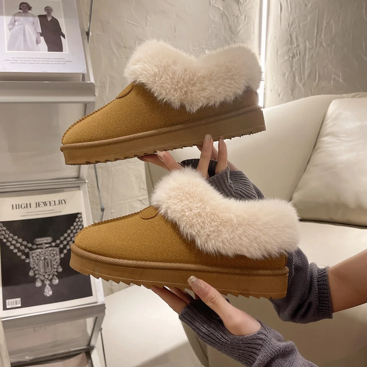 Top Trends: 2023New Winter Women&#039;s Boots Warm Snow Ankle Boots Non-slip Shoes For Women Flats Home Cotton Shoes EVA Short Plush Lady Boots Shoppable Styles