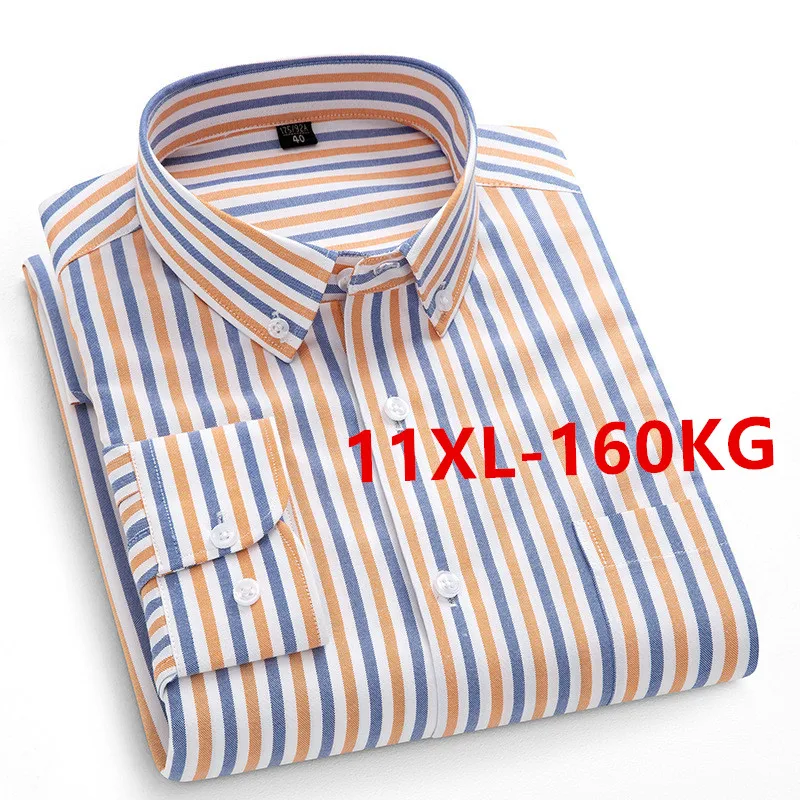 Top Trends: Men's Long Sleeve Shirts Spring Autumn New Stylish Pure Cotton Casual Solid Stripe Oxford Dress Shirt Button Clothing 11XL 10XL Shoppable Styles