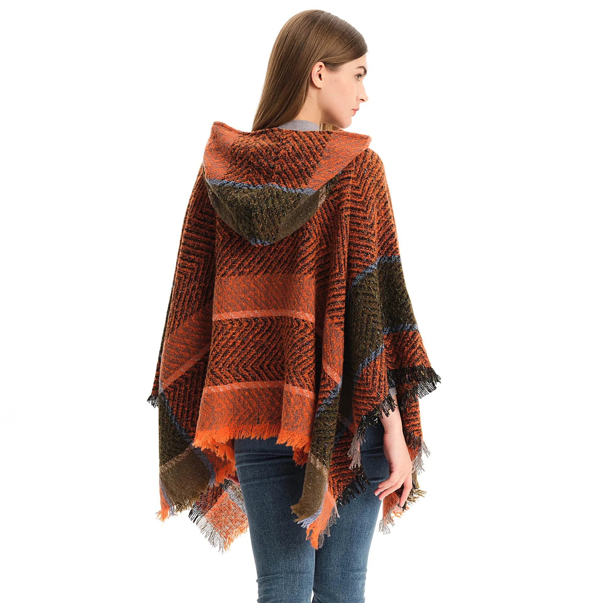 Top Trends: Women's Oblique Stripe Bohemian Shawl Scarf, Tassel Cape Coat, Fringe Poncho, New Shoppable Styles