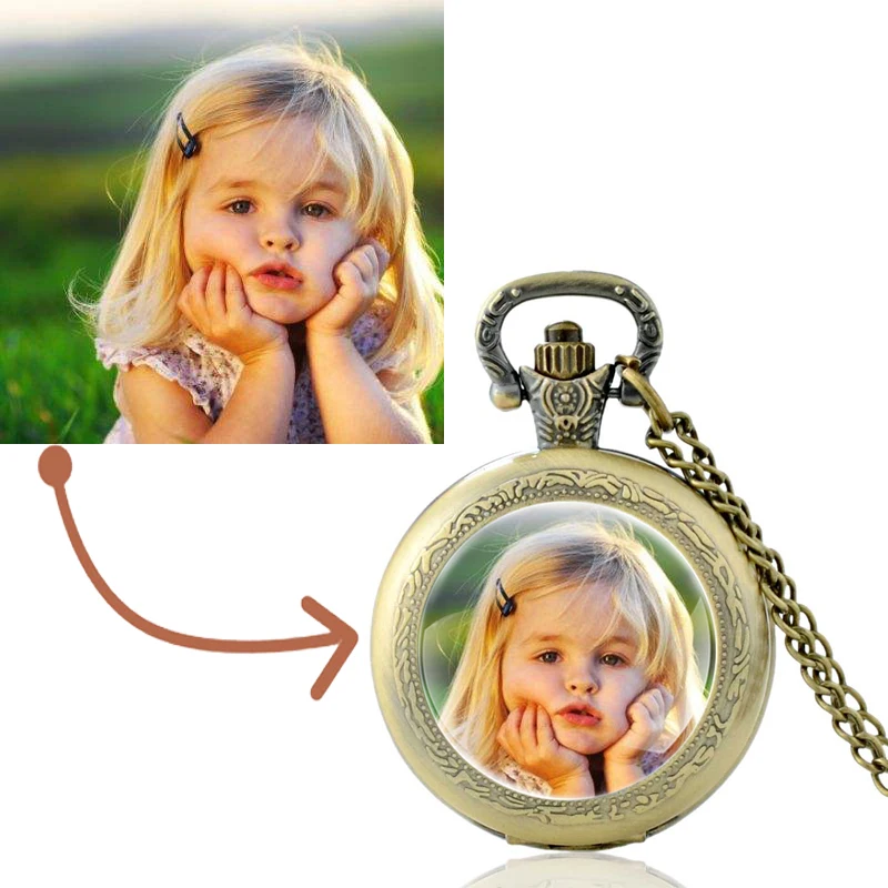 Top Trends: Customize Your OWN Design Brand Logo / Picture Glass Cabochon Quartz Pocket Watch Vintage Men Women Pendant Necklace Watches Gifts Shoppable Styles