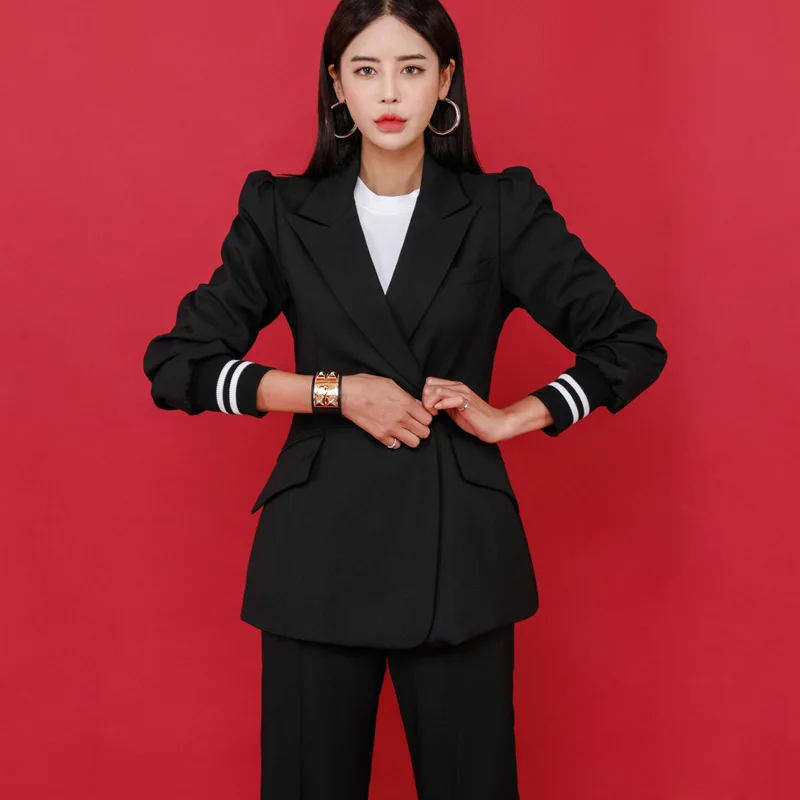 Top Trends: 2023 New Fashion Women Pant Suits Long Sleeve Belted Blazer Long Trousers Suit Office Lady Work Wear 2 Pieces Set Women's Set Shoppable Styles - Image 3