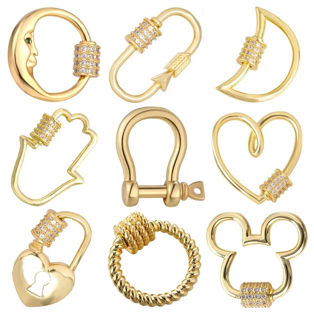 Top Trends: Juya Handmade Creative 18K Gold Plated Brass Screw Locks Carabiner Clasps Accessories For DIY Mesh Chains Pendant Jewelry Making Shoppable Styles