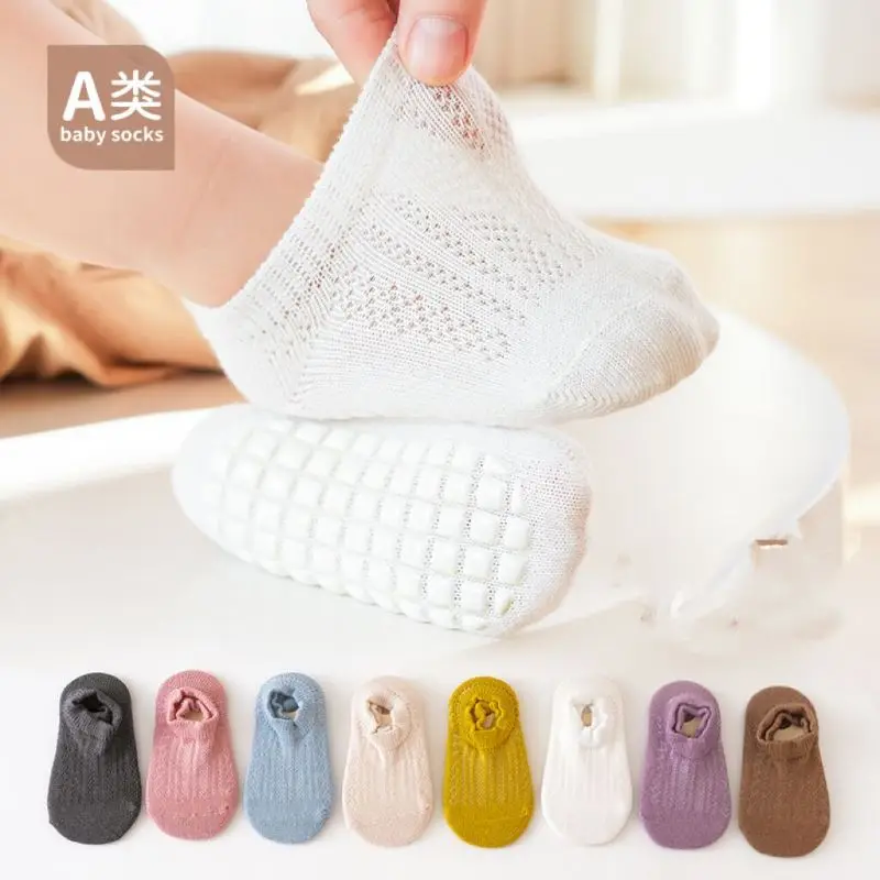 Top Trends: 5 Pairs Spring Summer Newborn Baby Socks Solid Color Infant Baby Floor Socks Soft Cotton Anti-slip Boat Socks For Girls Boys 0-5 Shoppable Styles