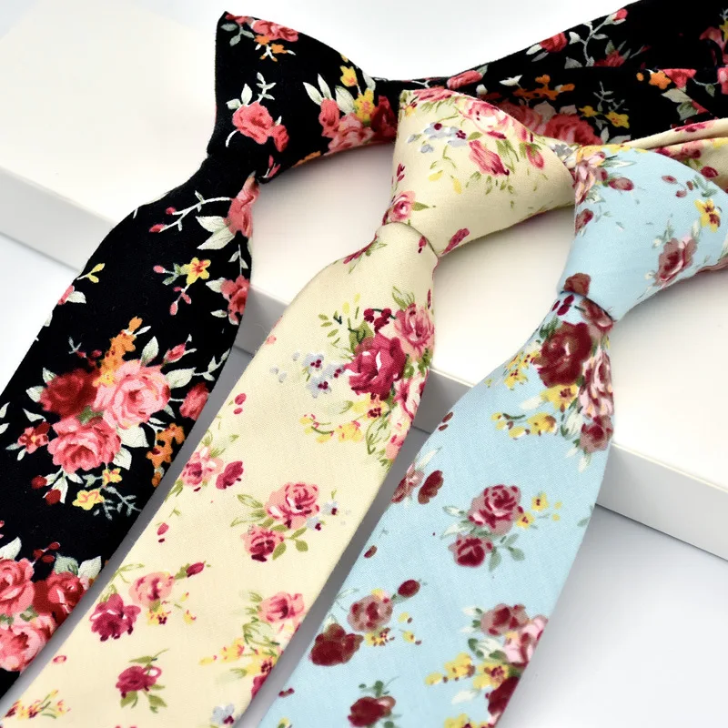 Top Trends: 100% Cotton Ties For Men Flower Tie Cotton Skinny 6 Cm Neck Tie High Slim Cravat Neckties Mens Gravatas Best Man Gift Wedding Shoppable Styles