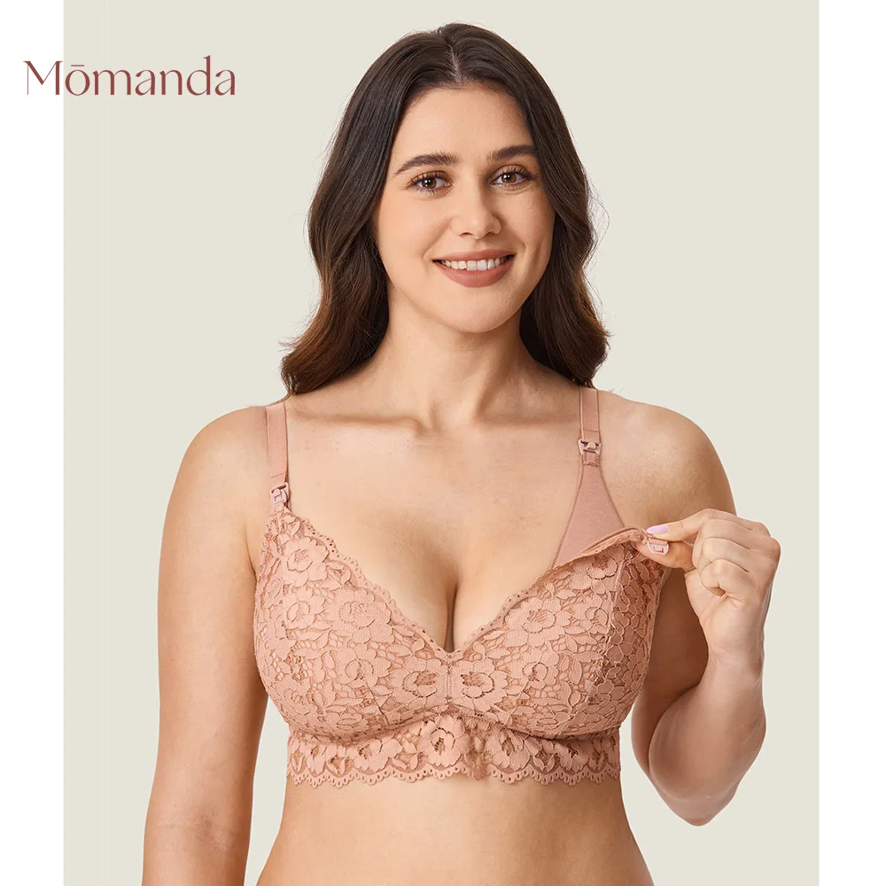 Top Trends: MOMANDA Lace More Support Maternity Nursing Bra Breastfeeding Wirefree Lightly Padded Lingerie For Pregnant Women Lactation DD E Shoppable Styles