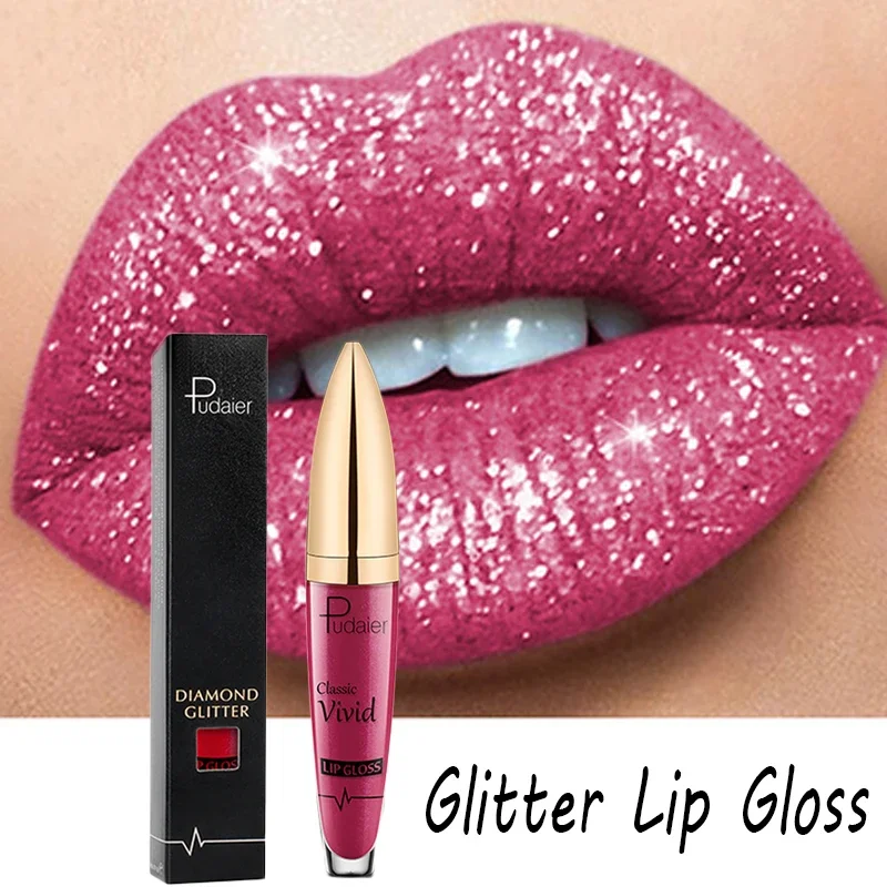 Top Trends: Matte Glitter Liquid Lipsticks Diamond Shiny Lip Gloss Waterproof Long Lasting Pearl Lipgloss Women Lip Tint Makeup Maquillaje Shoppable Styles - Image 2