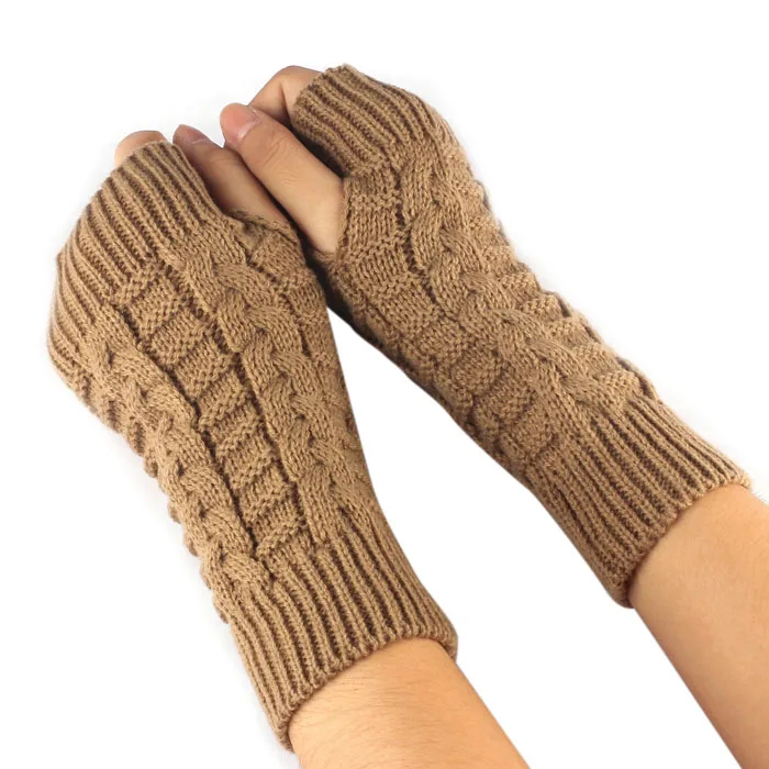 Top Trends: Knitted Long Sleeve Fingerless Gloves Winter Warm Wool Finger Free Gloves Harf Finger Glove For Women Girl Men Unisex Shoppable Styles